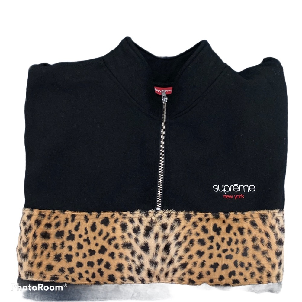 Supreme Leopard Zip Sweater